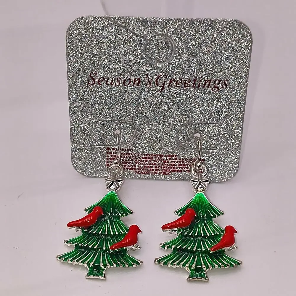 C 8 christmas tree earrings with