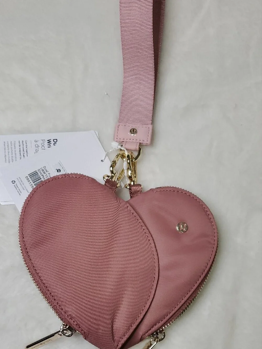 lululemon athletica Dusty Rose Heart Wristlet