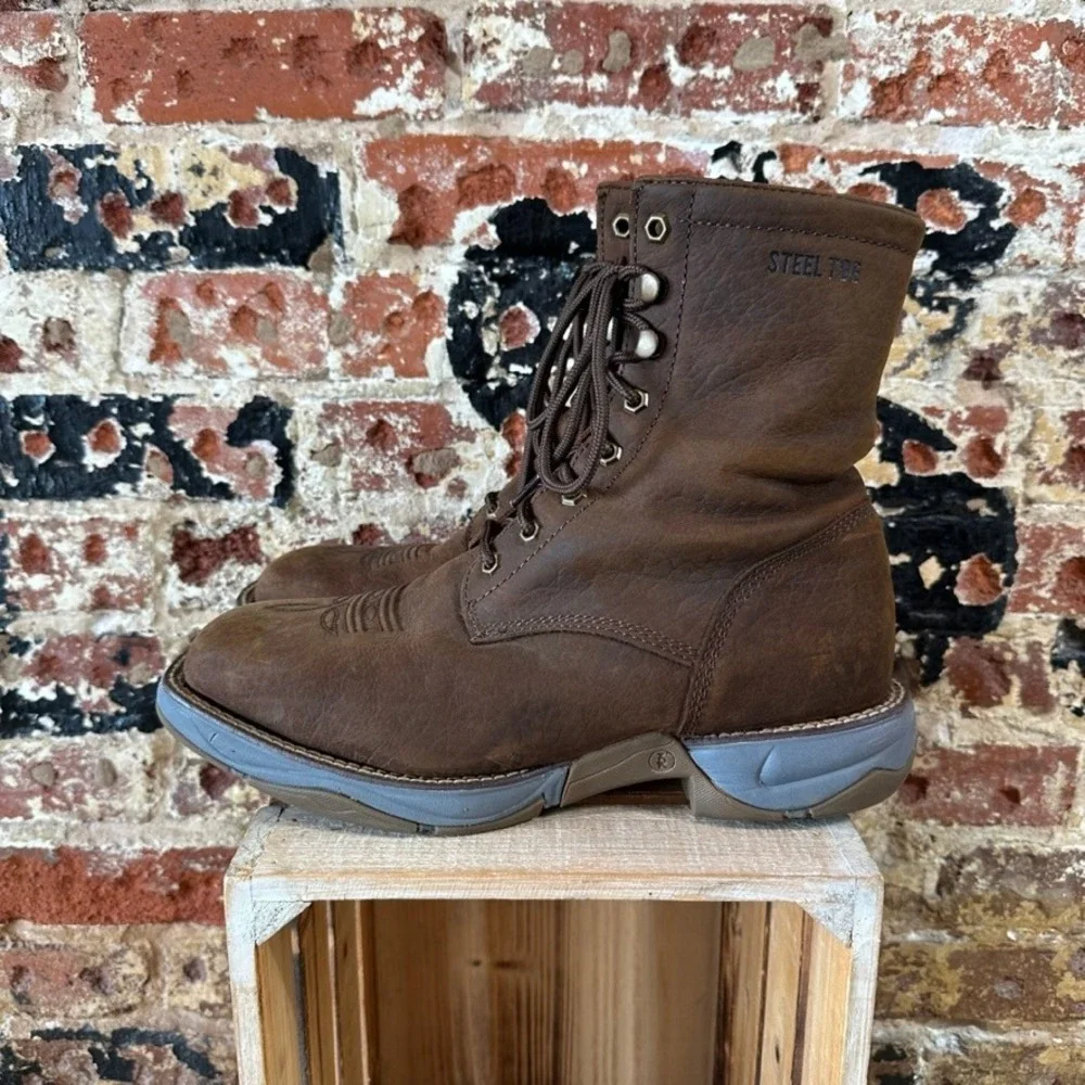 Tony Lama RR3044 Mens 10EE Brown Leather Steel Toe Work Boots 3R Series Lace Up