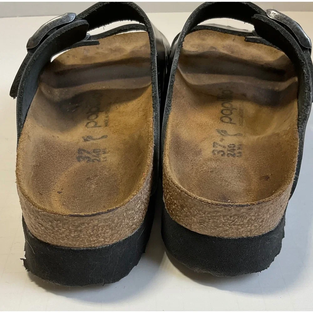 Papillio by Birkenstock Arizona Platform Sandals Metallic Silver EU 37 US 6-6.5