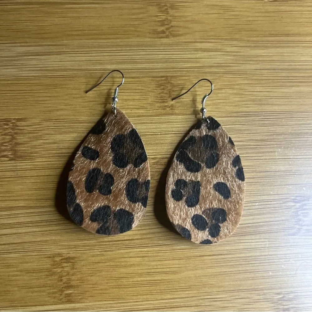 Leopard Print Teardrop Earrings