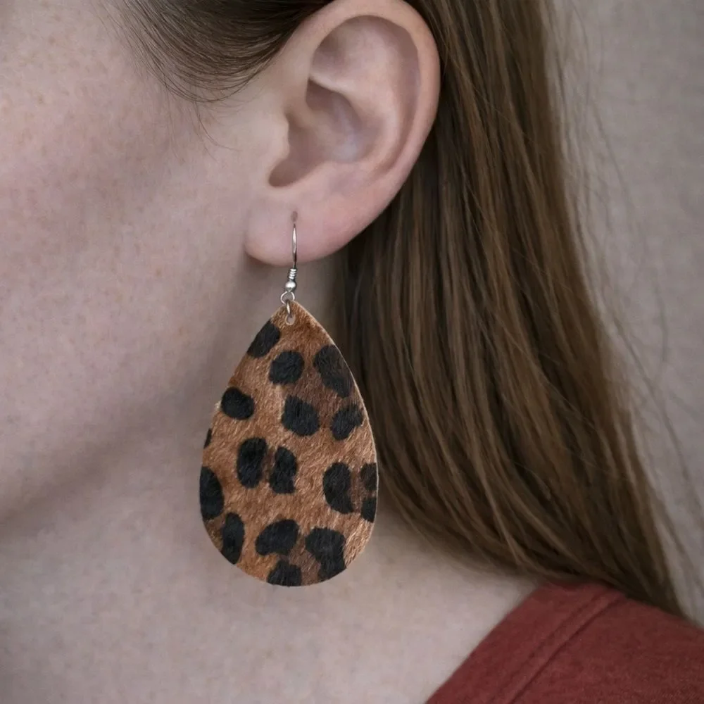Leopard Print Teardrop Earrings