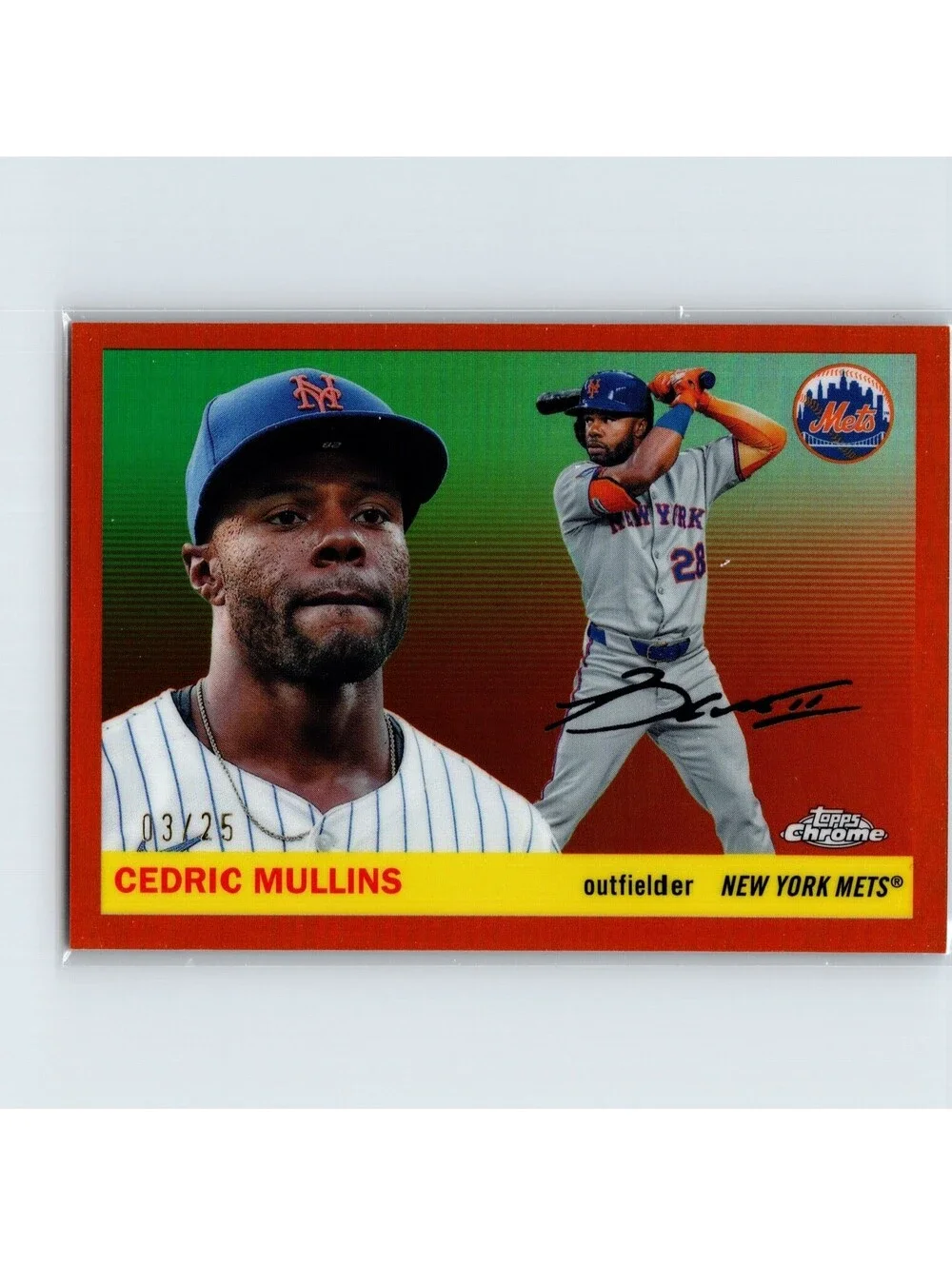 2025 Topps Chrome Platinum Cedric Mullins #21 Orange Refractor /25 Mets