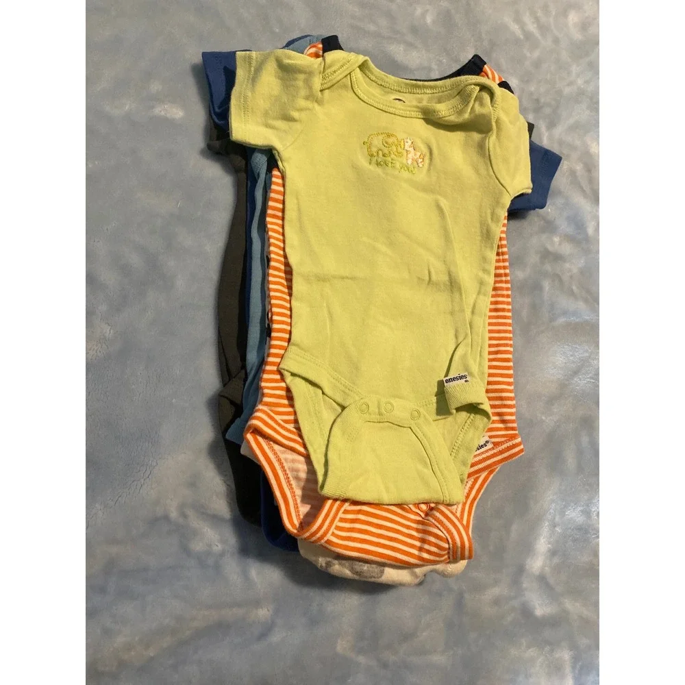 Gerber Onesies Baby Boys 3-6 Months Bodysuit Lot 6pk Nautical Space Whale Blue