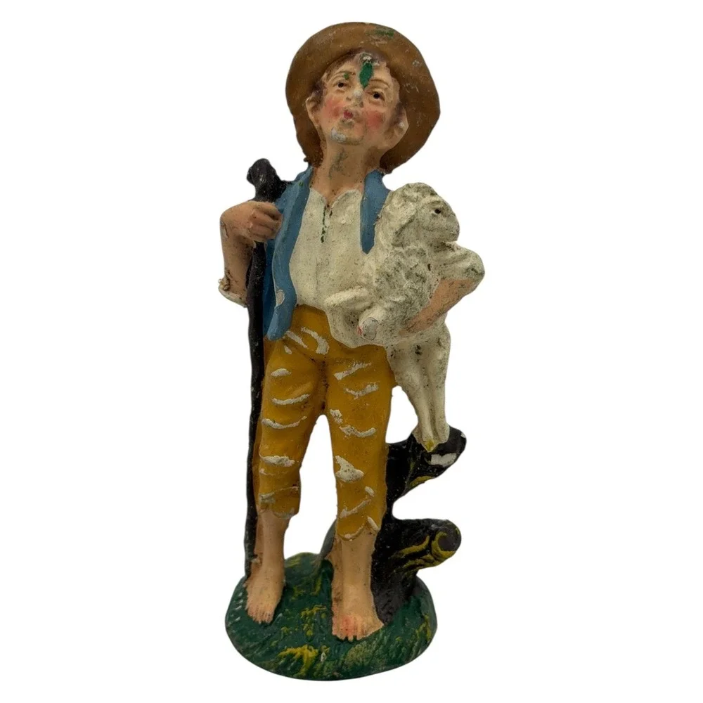 Italian Nativity Shepherd Figurine‎ Hand-Painted Vintage Christmas Scene