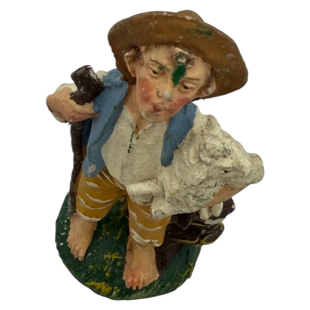 Italian Nativity Shepherd Figurine‎ Hand-Painted Vintage Christmas Scene