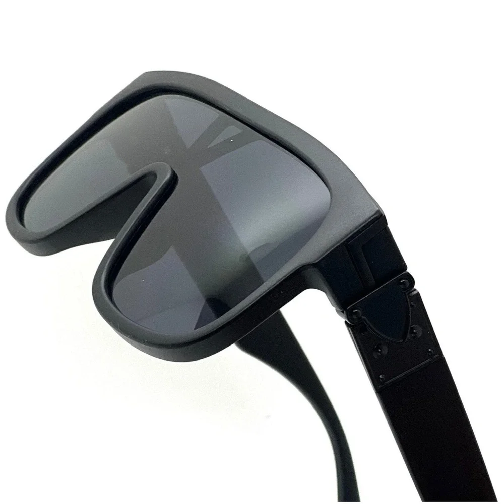 Flat Top Sunglasses Men's Fashion Oversized Square Frame‎ Dark Black Lens Luxury