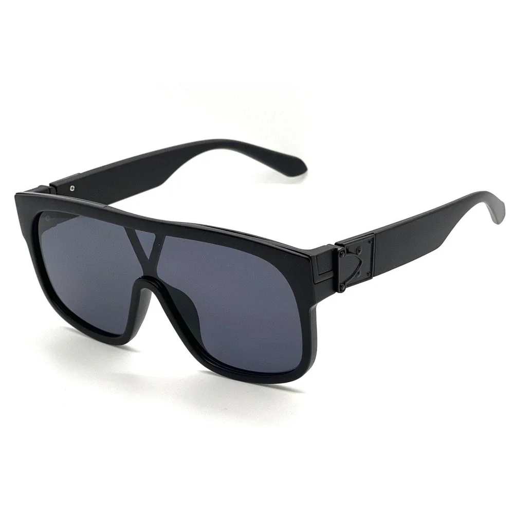 Flat Top Sunglasses Men's Fashion Oversized Square Frame‎ Dark Black Lens Luxury