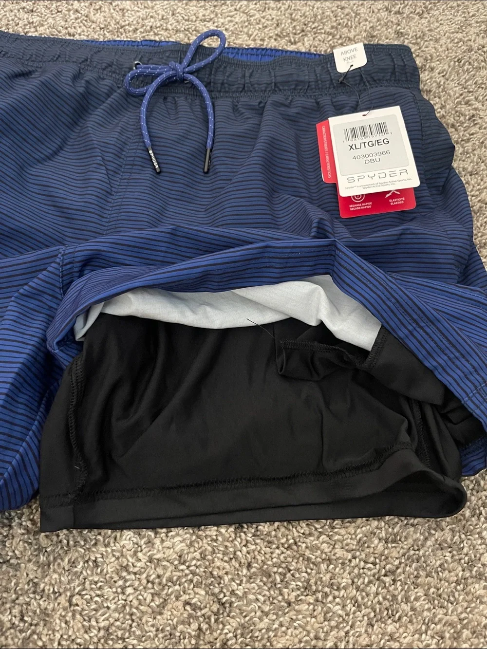 NWT Men’s Spyder Blue Striped Board Shorts Swim Trunks Size XL