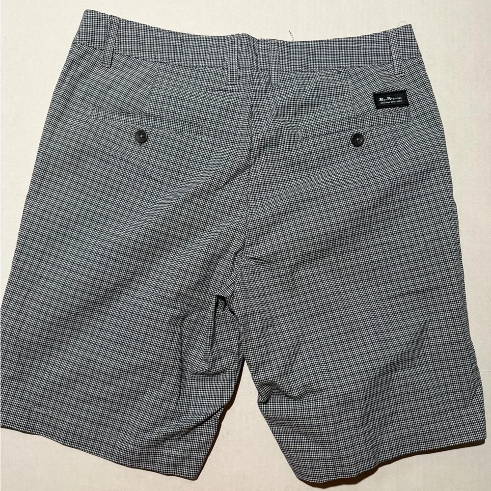 ben‎ sherman stretch fit blue plaid golf shorts, men's 32