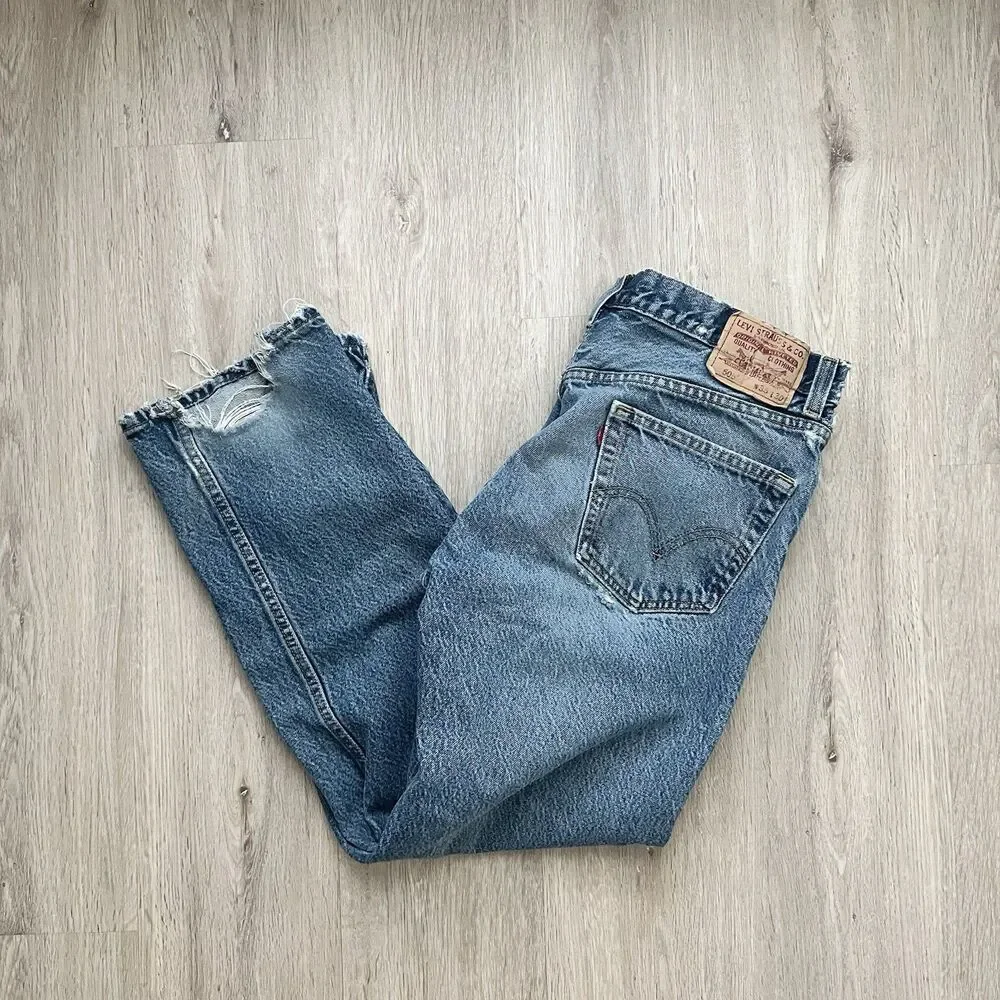 Levi's 505 Jeans Mens 35x30 Blue Medium Wash Regular Fit Straight Leg Y2K Cotton