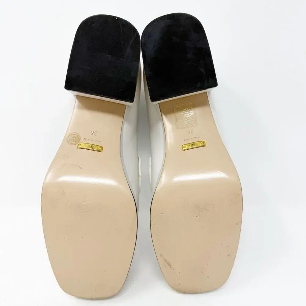 Gucci Houdan Horsebit Platform Loafers White Leather Womens Size EU 36