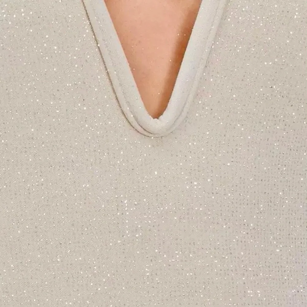 DEVON WINDSOR JOELLE ONE PIECE SWIMSUIT Champagne Glitter V Neck Size XS