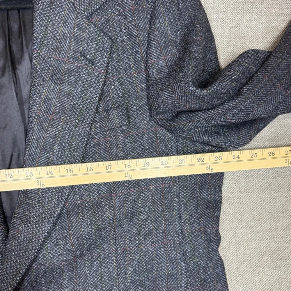 Brooks Brothers Vintage 80s Wool Herringbone Blazer Blue 44R Tweed Scotland