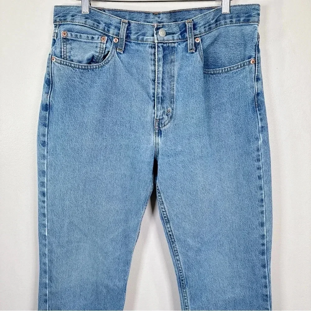Levis Mens Size 36x30 Light Wash Slim Straight Jeans