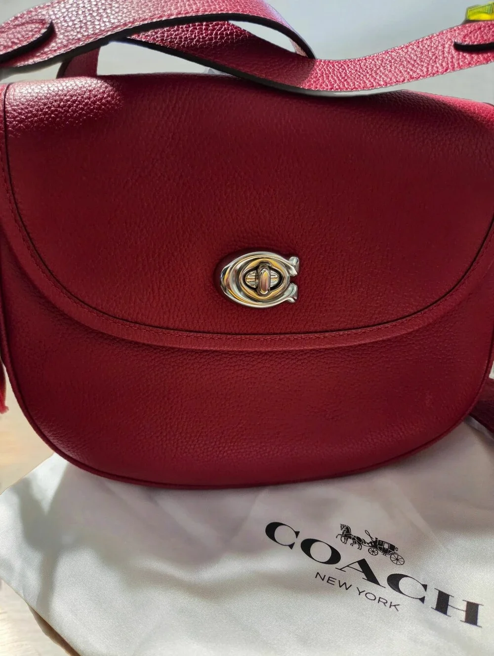 Coach tan silver leather