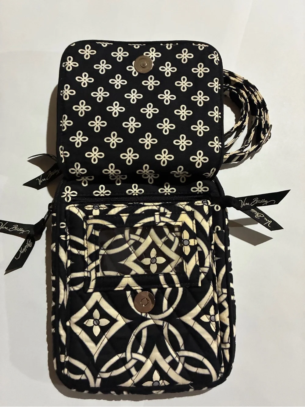 Vera Bradley Black & Cream Geometric Crossbody Bag