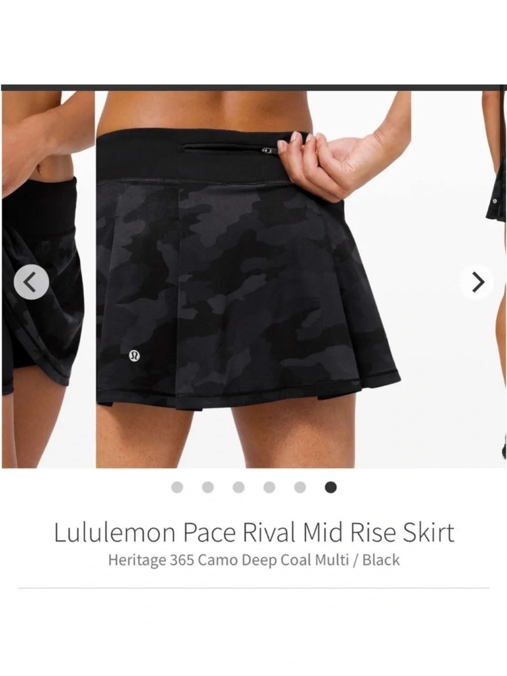 Lululemon Pace Rival Mid Rise Skirt Heritage 365 Camo Deep Coal Sz 4