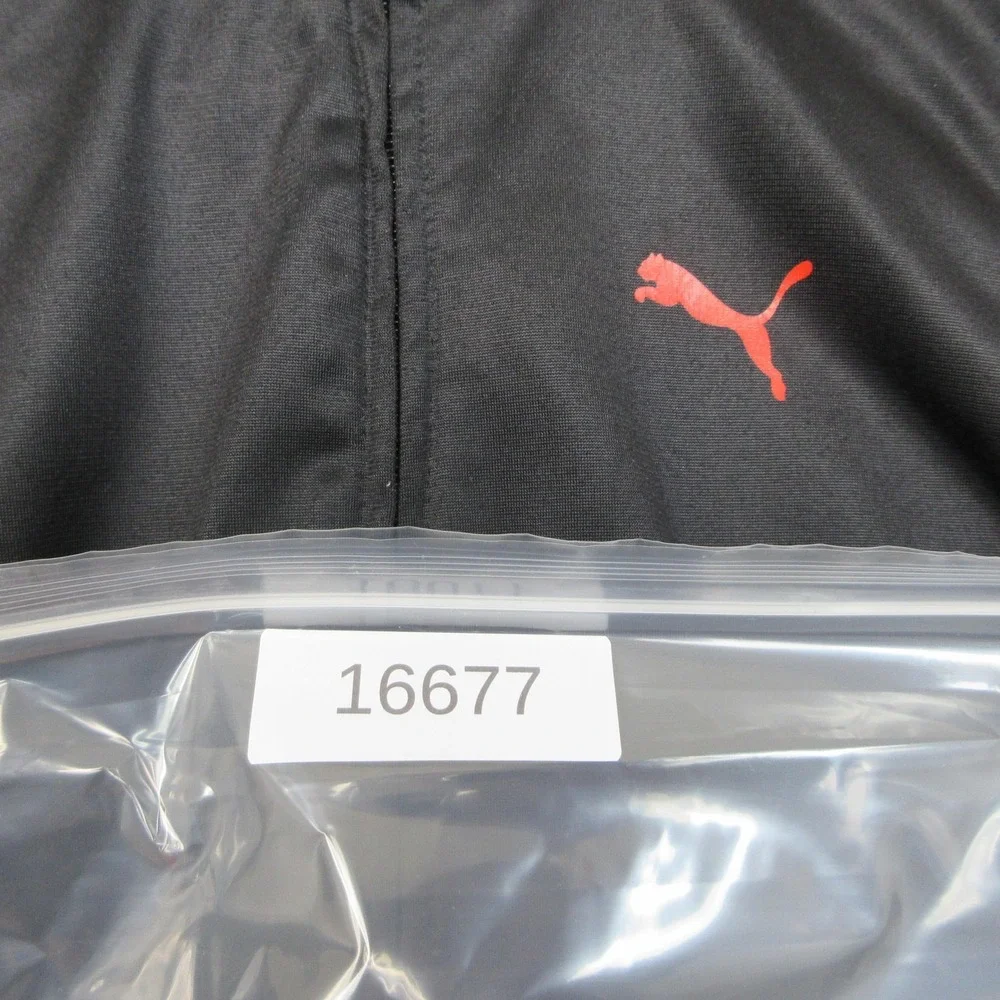 PUMA Track Jacket Youth Large Black Red Full Zip Logo Sleeve Athletic Sport