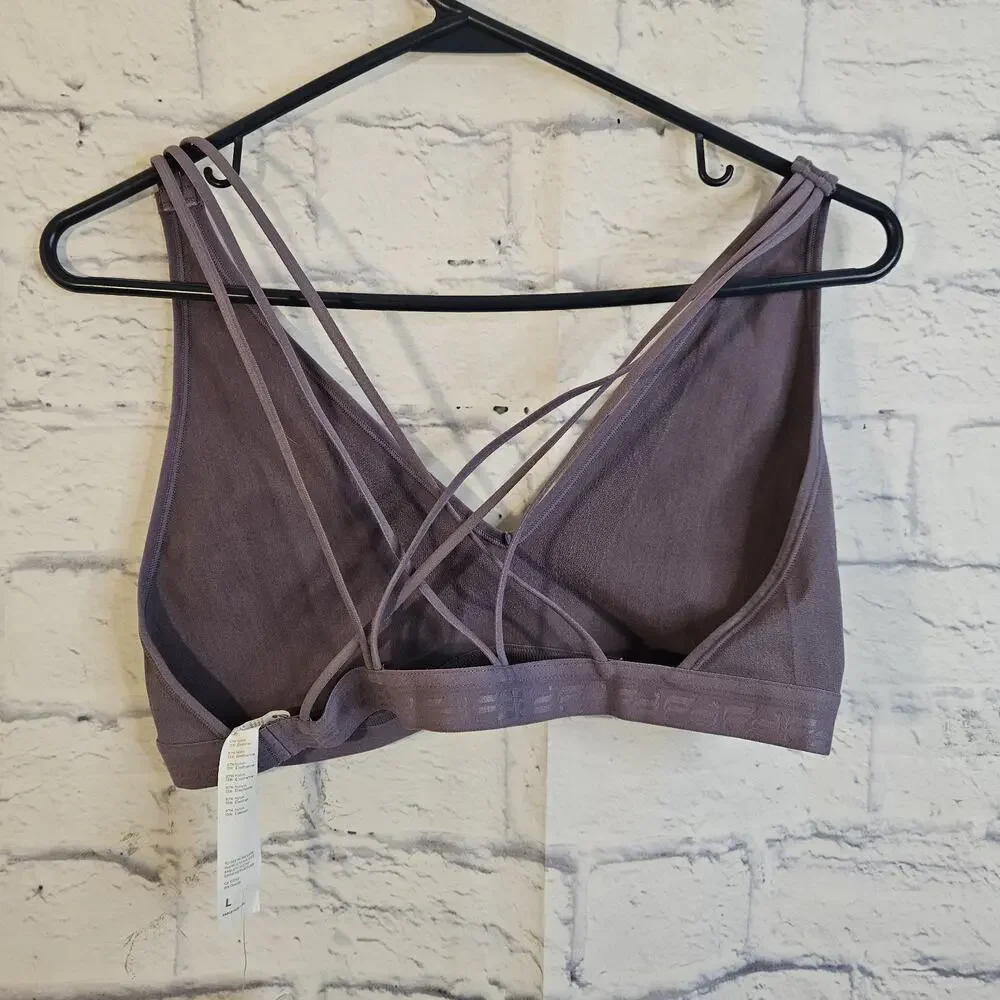 Fabletics Thea SculptKnit Sports Bra Strappy Back in Purple - Large NWT