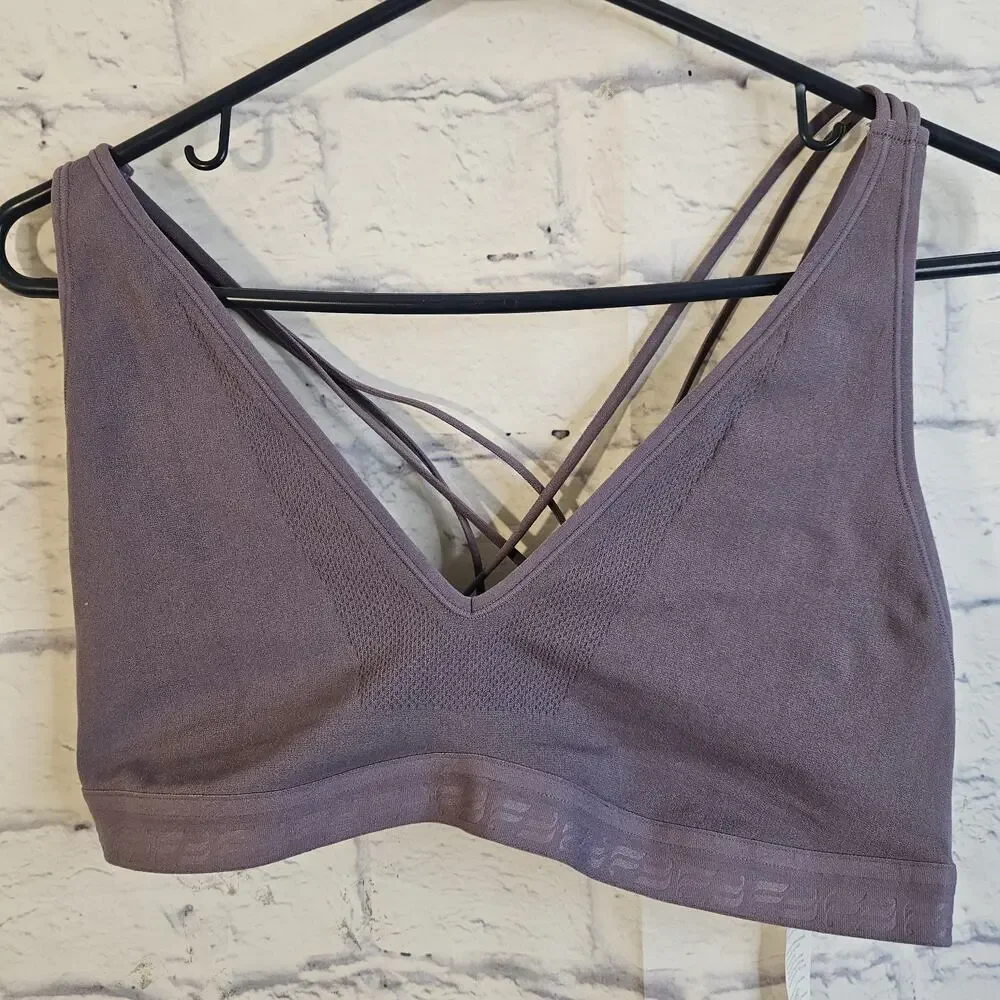 Fabletics Thea SculptKnit Sports Bra Strappy Back in Purple - Large NWT