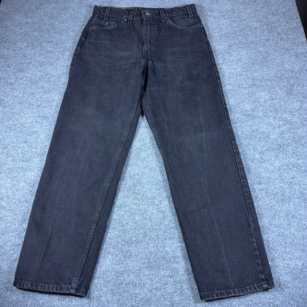 Vintage Levis 550 Orange Tab Mens 33x30 Black Relaxed Tapered Leg Jeans USA 90s