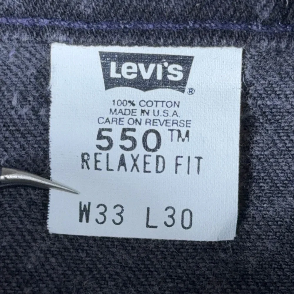 Vintage Levis 550 Orange Tab Mens 33x30 Black Relaxed Tapered Leg Jeans USA 90s