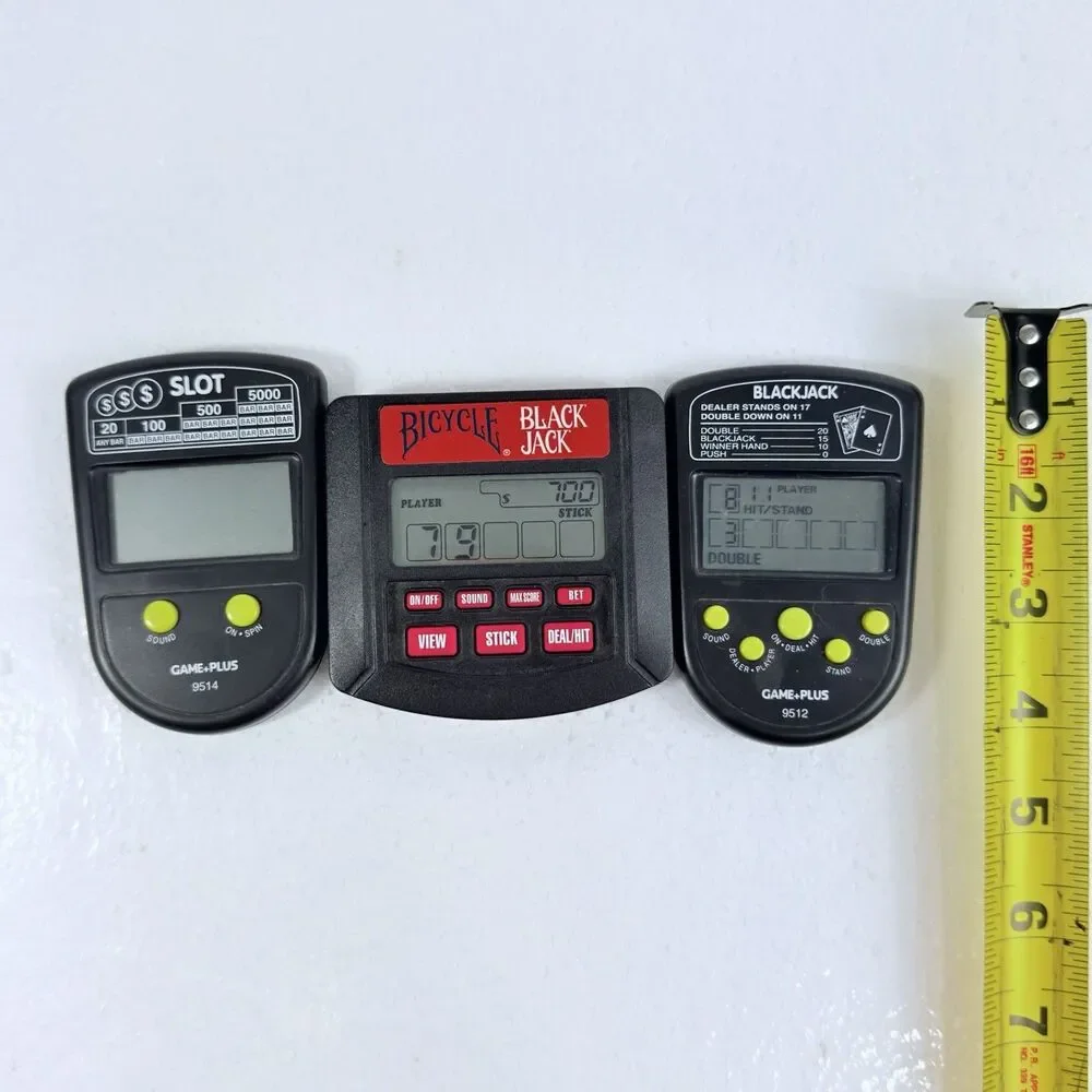 Lot Of 3 Vintage Electronic Handheld Casino Games Bicycle BlackJack Slots WORKS