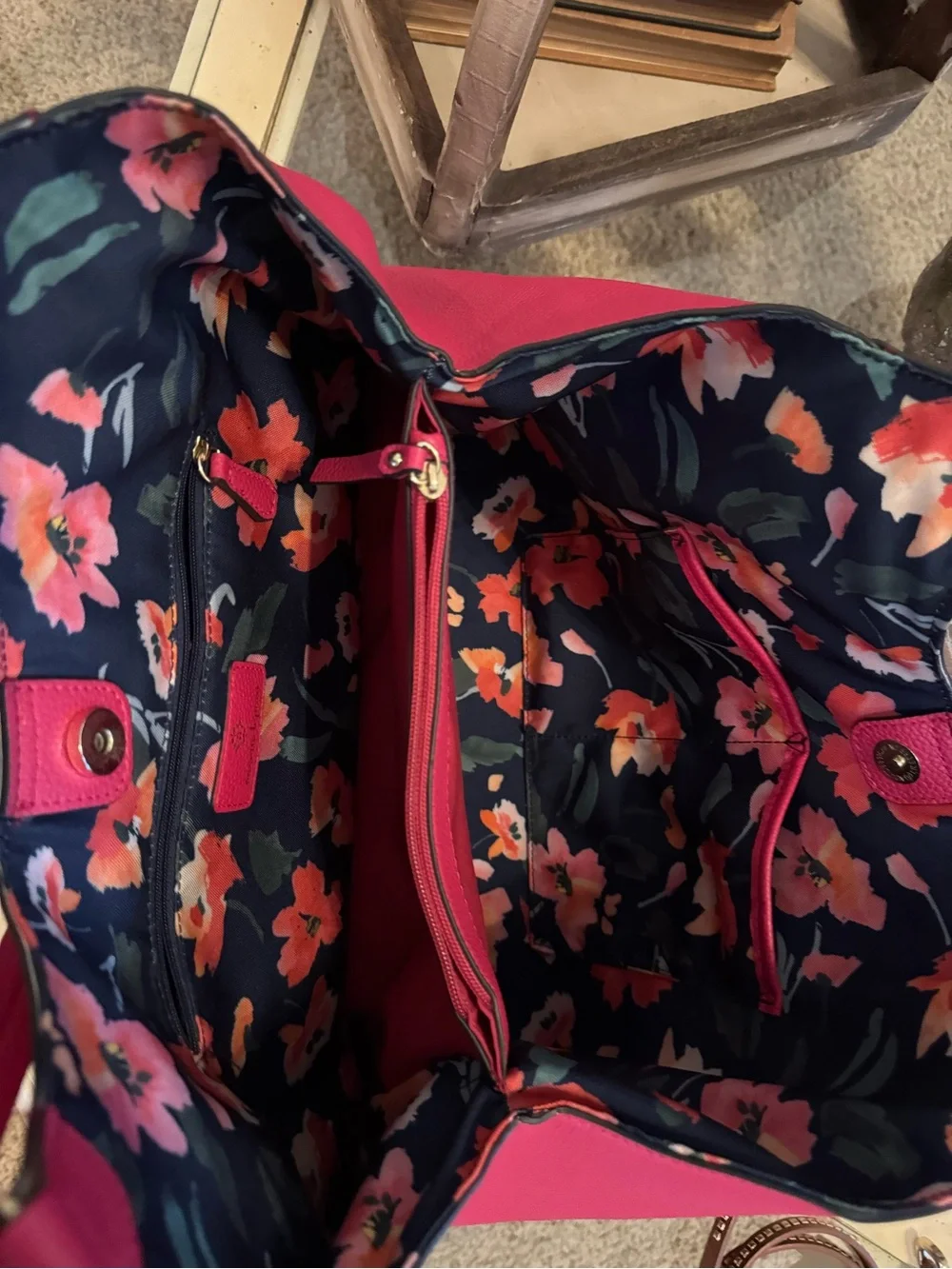 Nanette Lepore Fuchsia Pebbled Vegan Leather Shoulder Bag Tote
