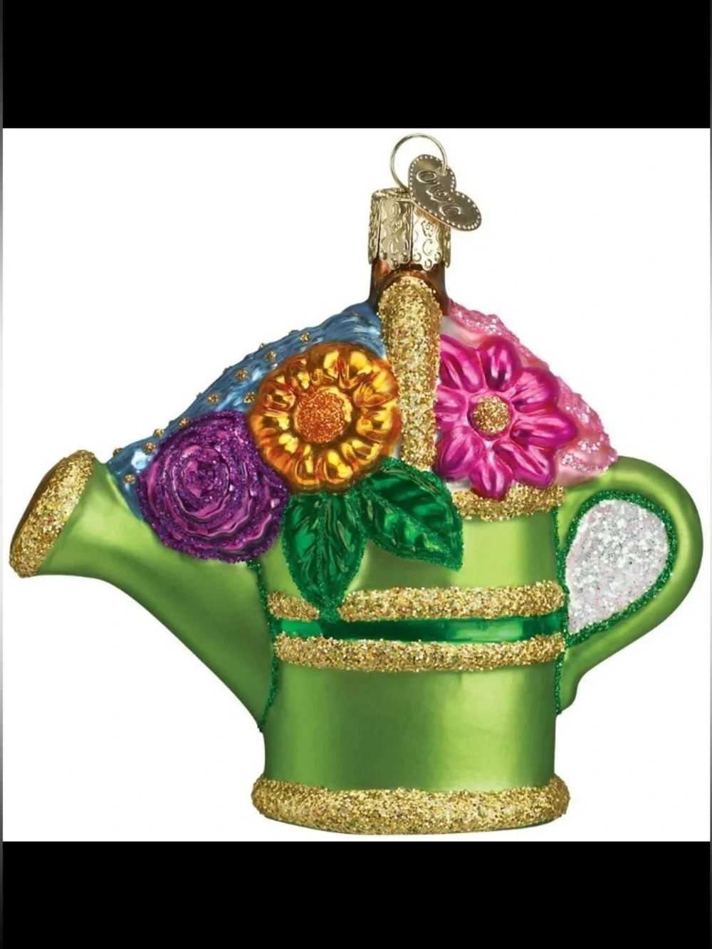 OLD WORLD CHRISTMAS WATERING CAN GARDENING BLOWN GLASS CHRISTMAS ORNAMENT 32044