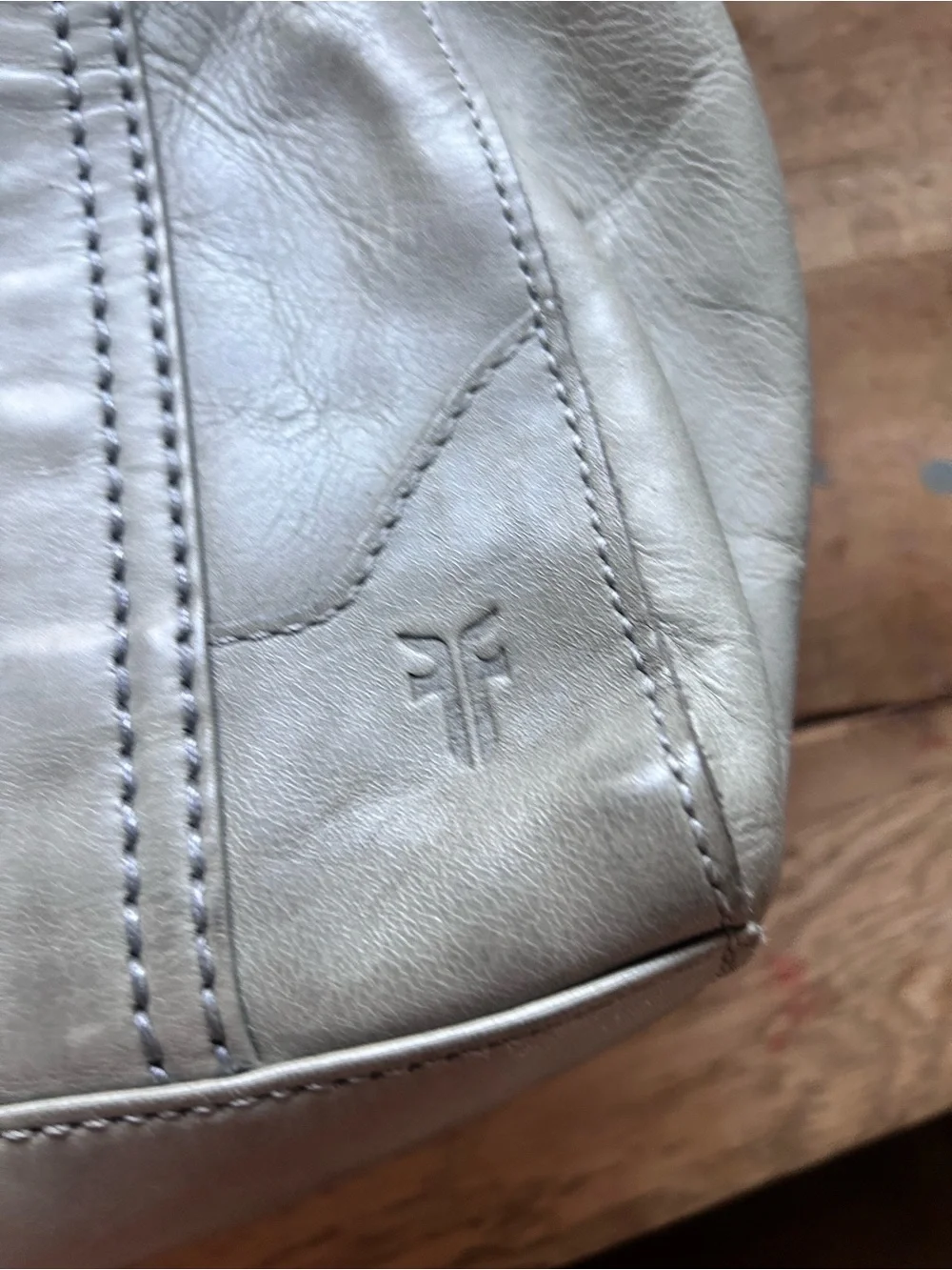 FRYE Melissa ICE purse leather Leather Tote Handbag Gray - Women's Carryall bag