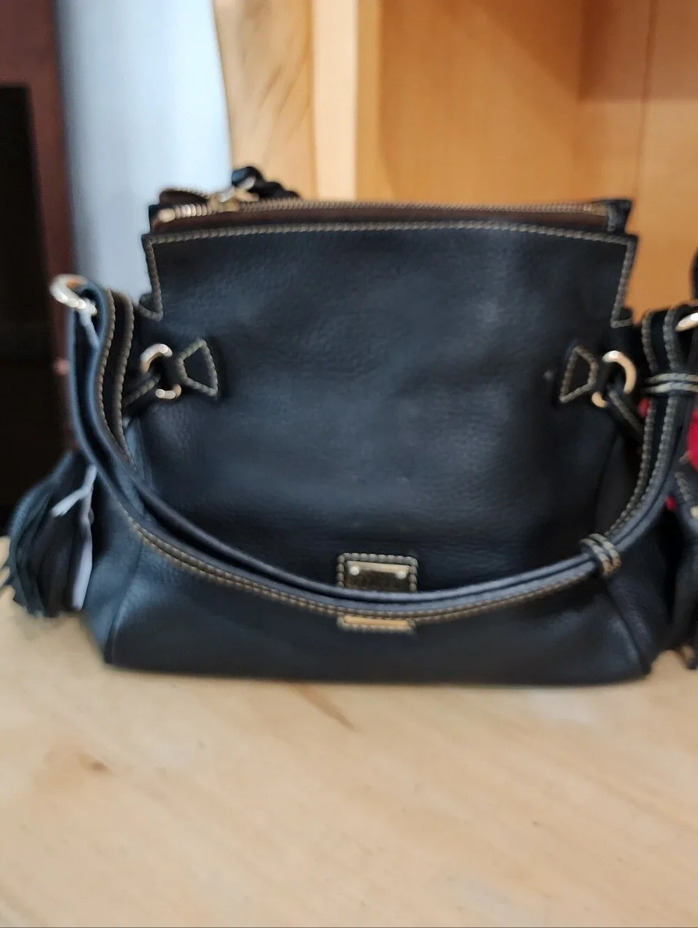 Dooney & Bourke Black Pebble Leather Shoulder Bag