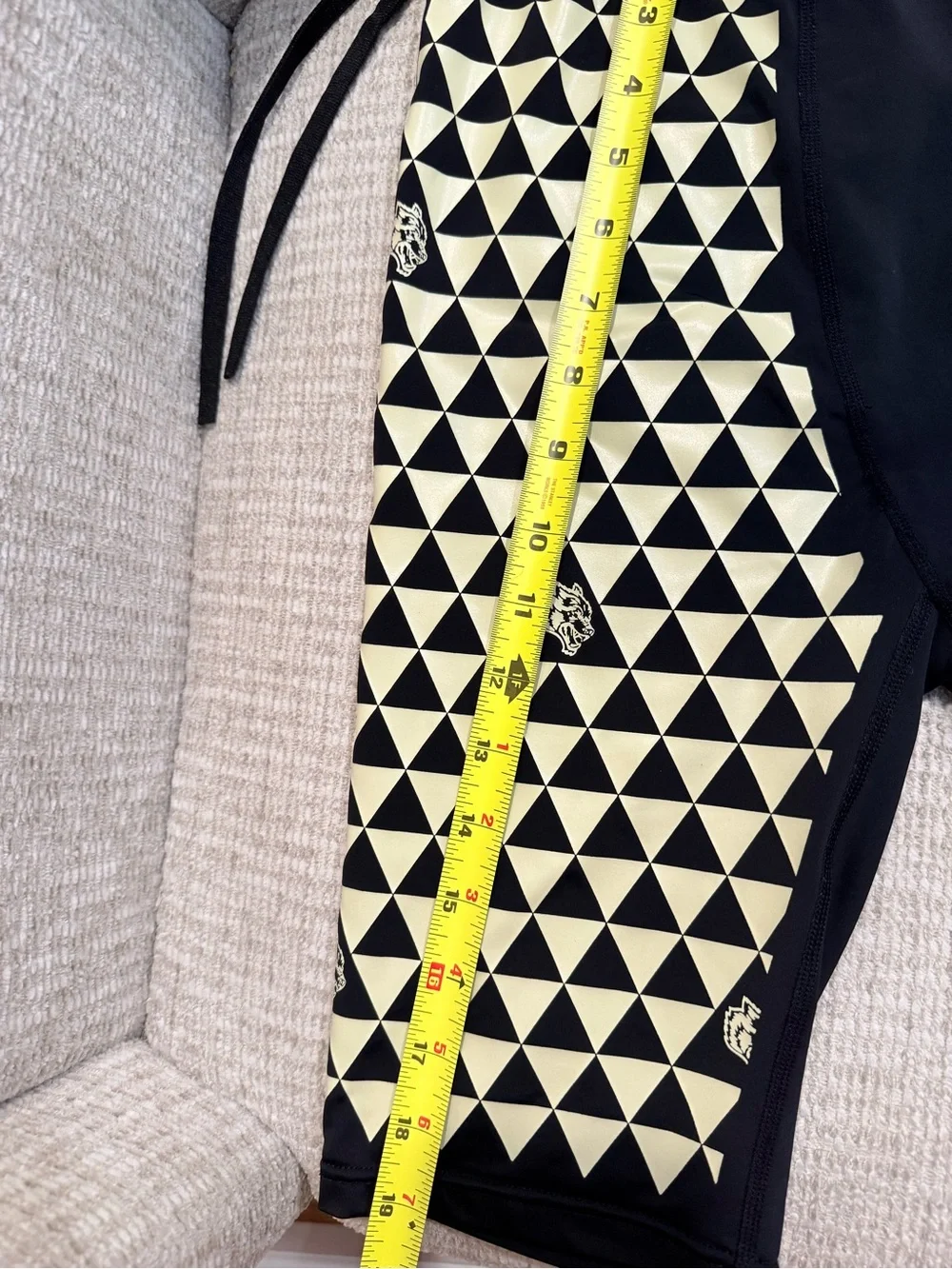 Darc Sport Men's Black Athletic Shorts with Cream Geometric Panel
