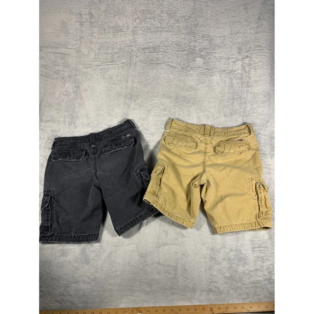Y2K Lot of 2 Hollister Cargo Shorts Mens 28 Gray Khaki Utility Casual Outdoor