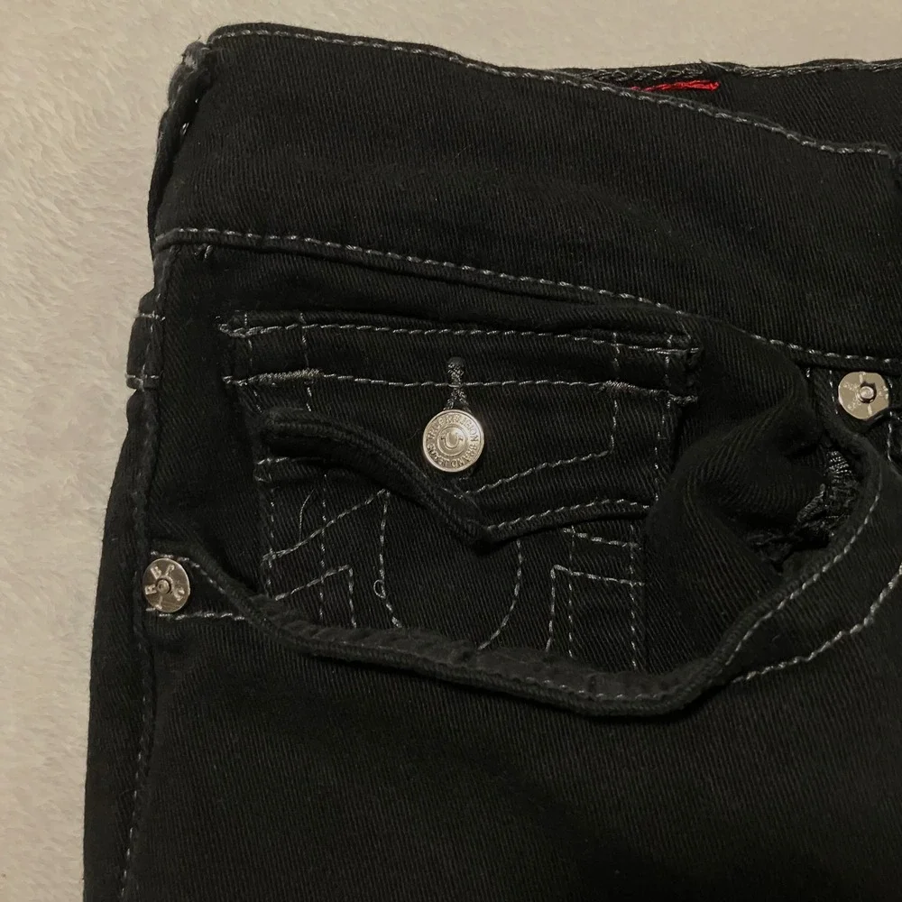 True Religion Ricky Relaxed Straight Jeans Men's Size 36 Black Ricky Flap Pocket