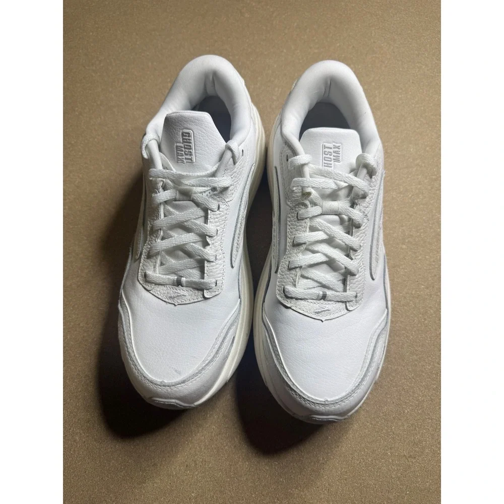 Brooks Ghost Max White Leather Running Shoes Womens 10 Medium 1204321B142