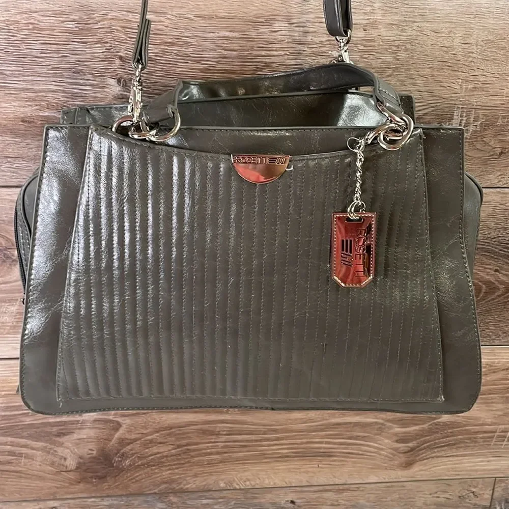 Vintage Rosetti Go Faux Leather Shoulder Handbag Purse  Dark Gray