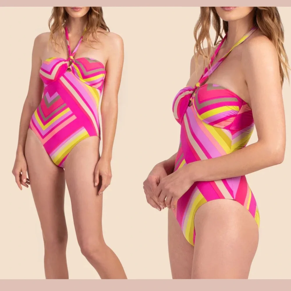 NWT $162 Trina Turk [ 12 ] Waltz Bandeau One Piece‎ Swimsuit #U1353