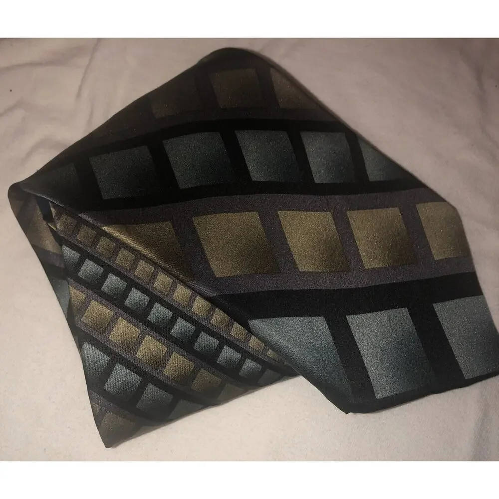 Jimmy V 100%‎ Silk Neck Tie Blue/Green Patterned/purple/black
