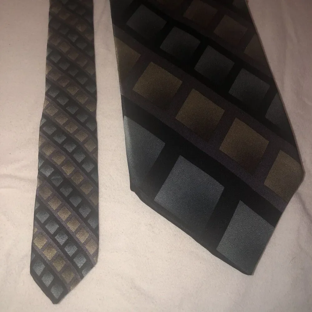 Jimmy V 100%‎ Silk Neck Tie Blue/Green Patterned/purple/black