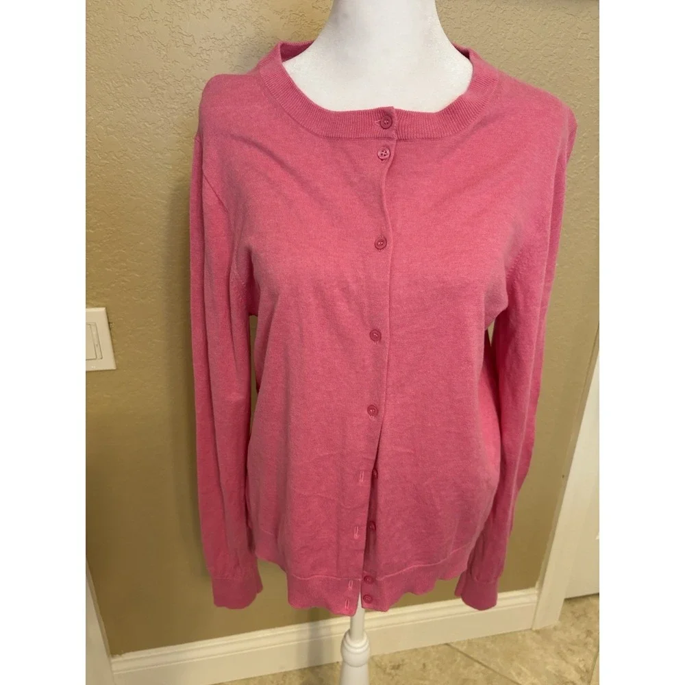 J Crew Women's Cotton Long Sleeve Cardigan, Large,‎ Preppy, Classic