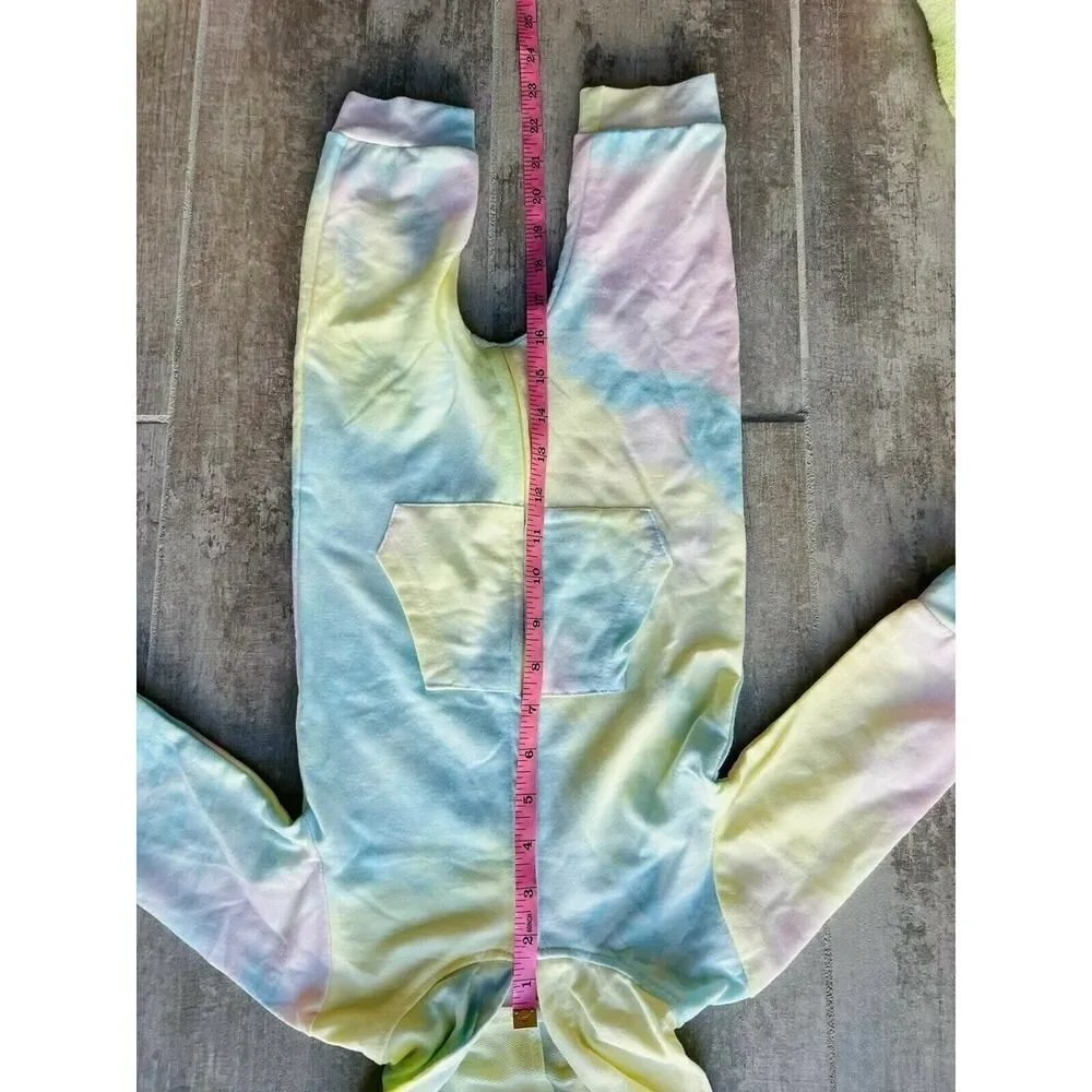 Los Angeles Boutique Tie Dye One Piece Outfit Jumpsuit Romper Boho Cute Hood 24M