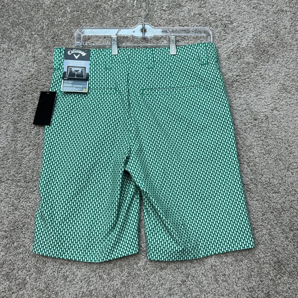 Callaway Shorts Mens 30 Green Geomentric Stretch Waistband Opti-Dri Performance