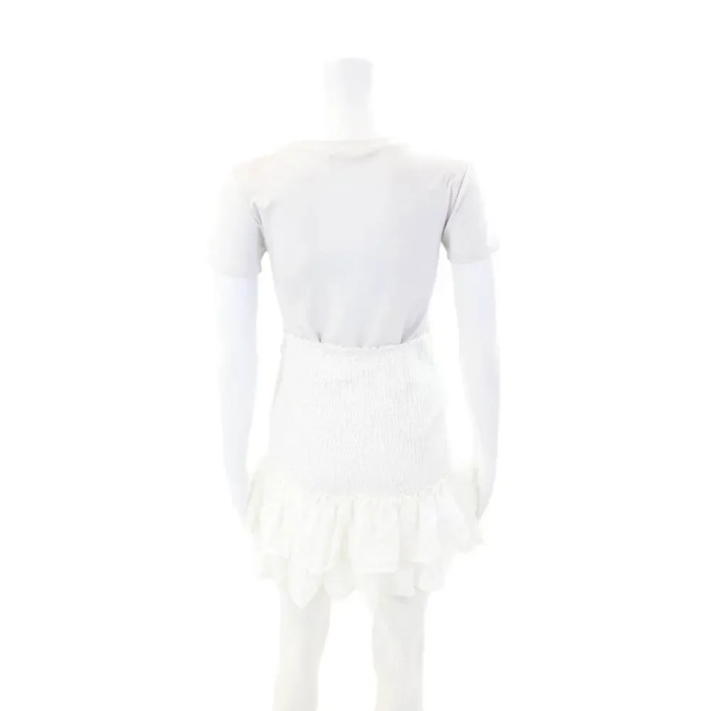 BB Dakota Women's Smocked Ruffle Tiered Line Pull-On Mini Skirt White Size M