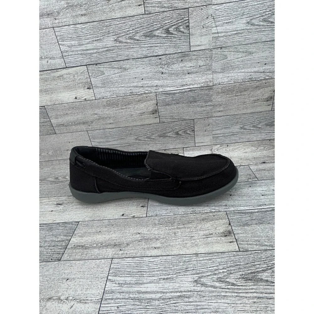 Crocs Santa Cruz Women Loafers Black Canvas Slip On Shoes Size 8 Moc Toe