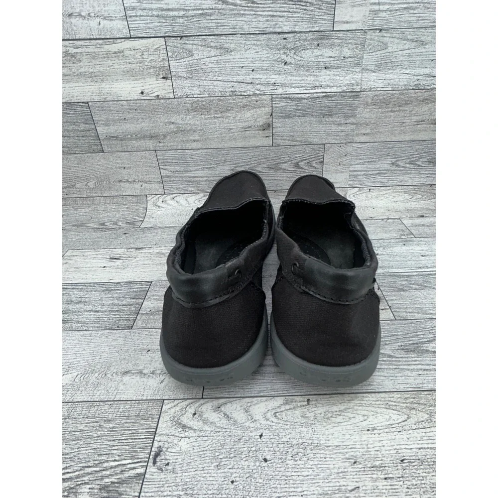 Crocs Santa Cruz Women Loafers Black Canvas Slip On Shoes Size 8 Moc Toe