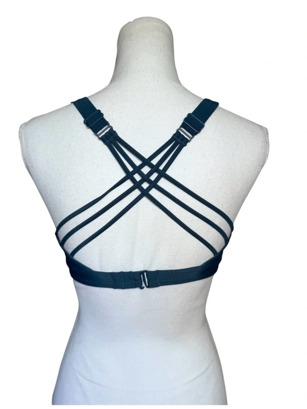 Prana Kayana Dark Teal Blue Wrap-Front Strappy Bikini Top - 32D