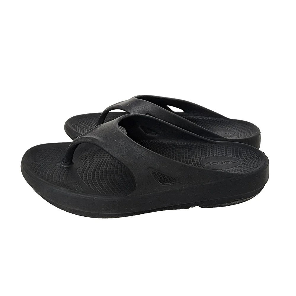 OOFOS OOriginal Unisex Black Sandal Thong Flip Flop Size M7 W9 Slide Logo Casual