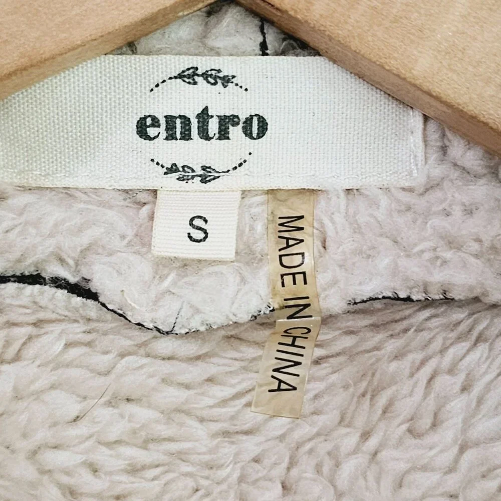 Entro Womens Sleeveless Faux‎ Shearling Vest S Black & Beige 《946》J