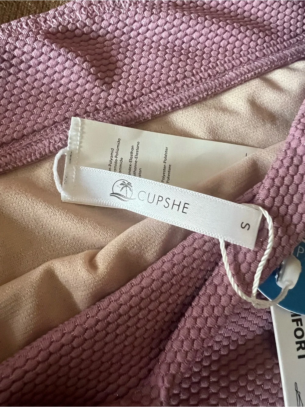 Cupshe Pink Mauve Textured High-Waist Bikini sz Small